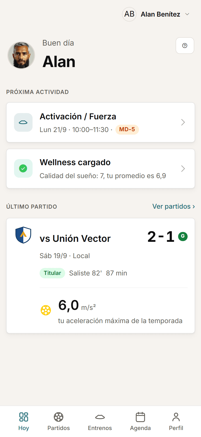 Recorte del panel del jugador en el celular.