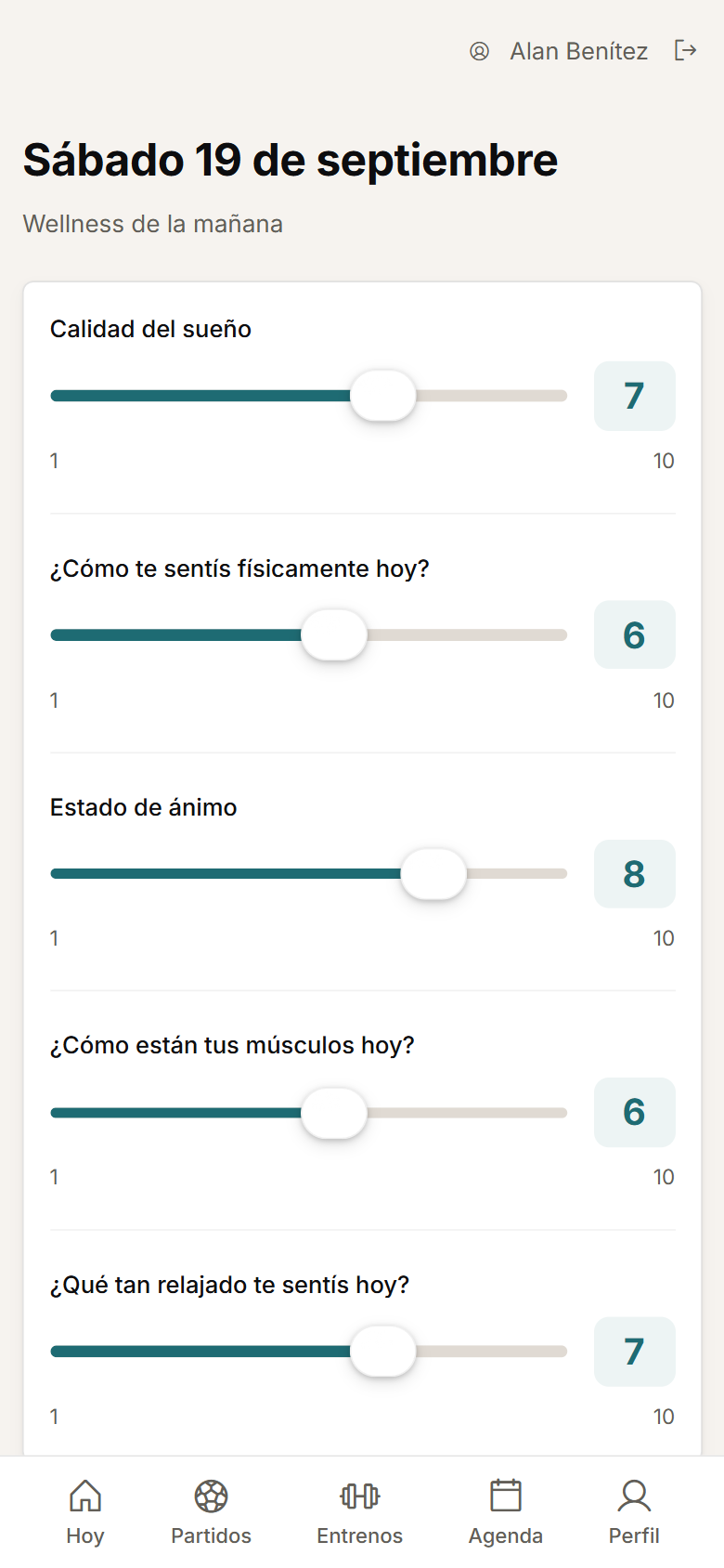 Wellness del jugador desde el celular